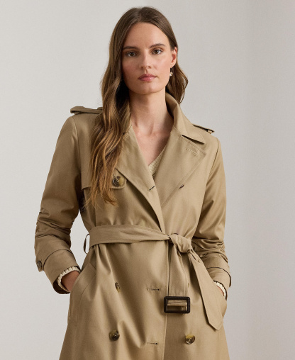 Lauren Ralph Lauren Women's Double-Breasted Belted Trench Coat, Created for Macy's - Sand