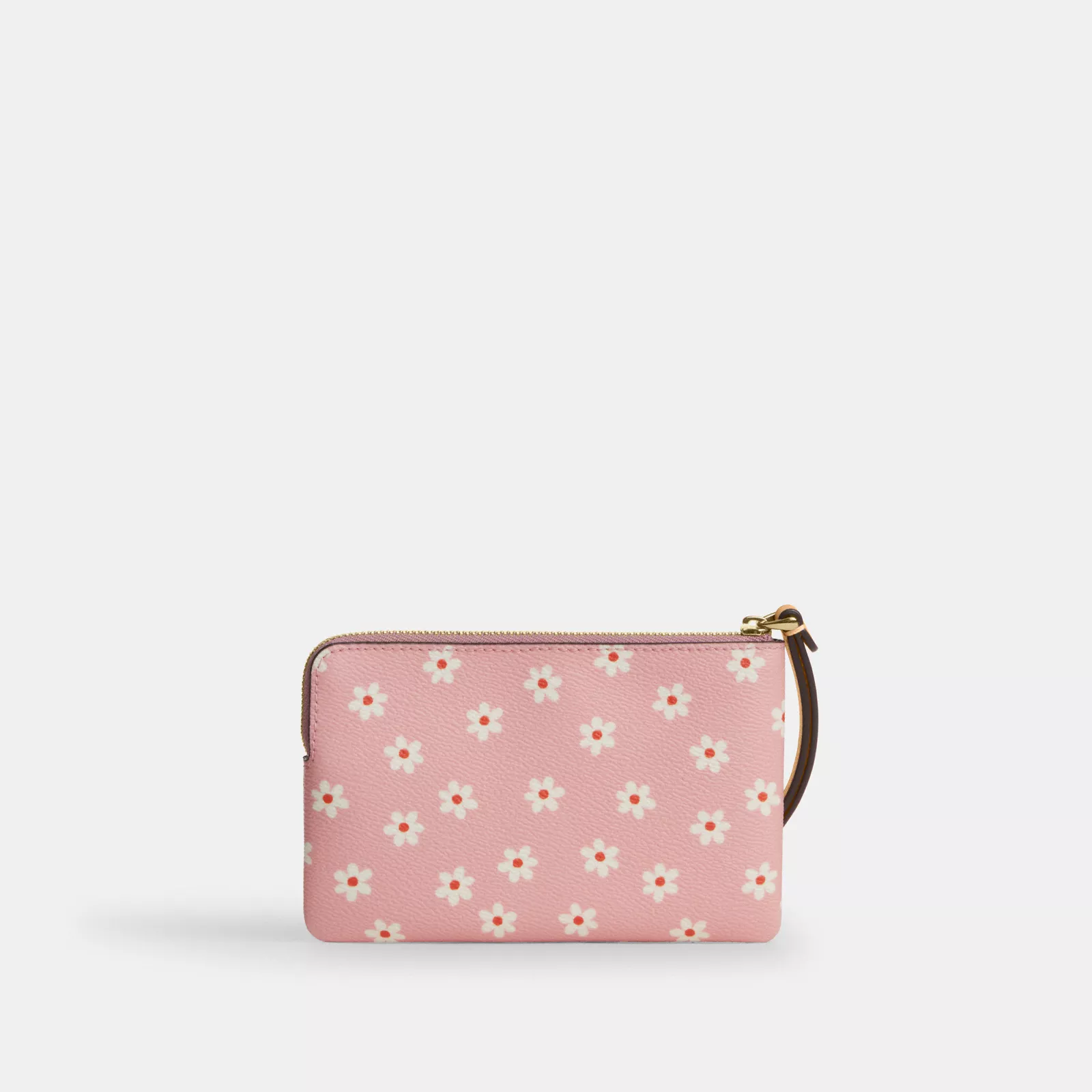 Corner Zip Wristlet With Floral Print - Gold/Pink Multi - view 4