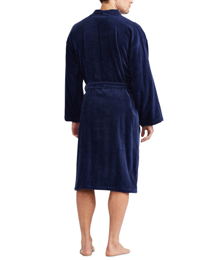 Polo Ralph Lauren Men's Sleepwear Soft Cotton Kimono Velour Robe - Navy
