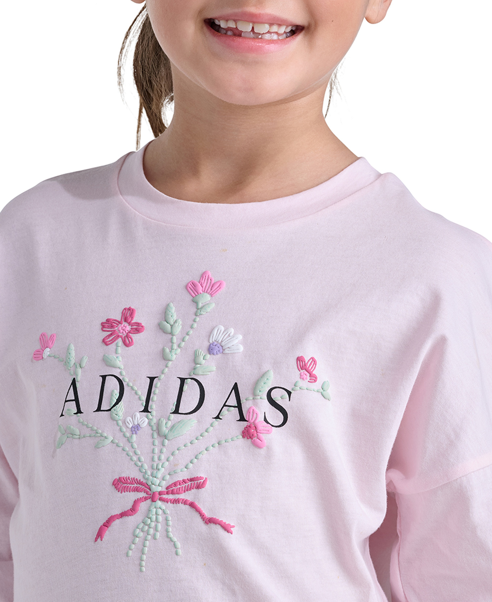 adidas Girls' 2T-6X Long-Sleeve Sweatshirt and Pants, 2-Piece Set - Distilled Pink/Black