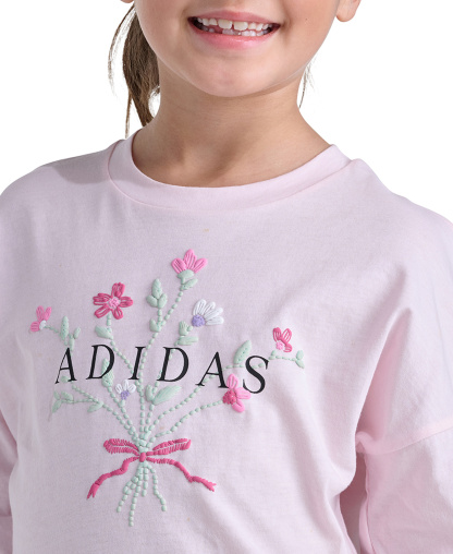 adidas Girls' 2T-6X Long-Sleeve Sweatshirt and Pants, 2-Piece Set - Distilled Pink/Black