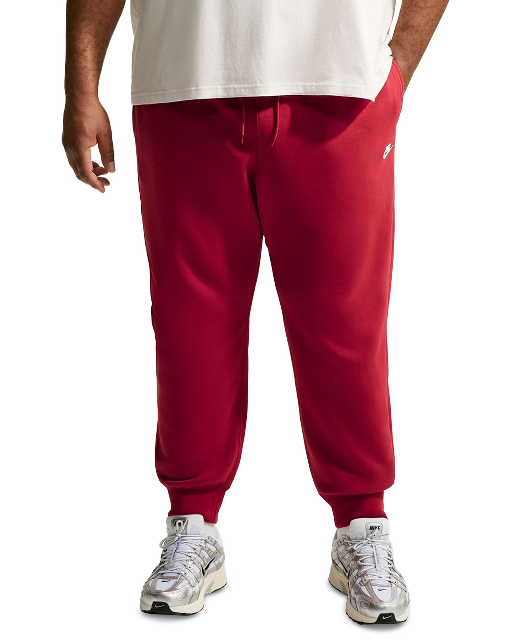 Nike Men's Sportswear Club Drawstring Jogger Pants - Tough Red/White