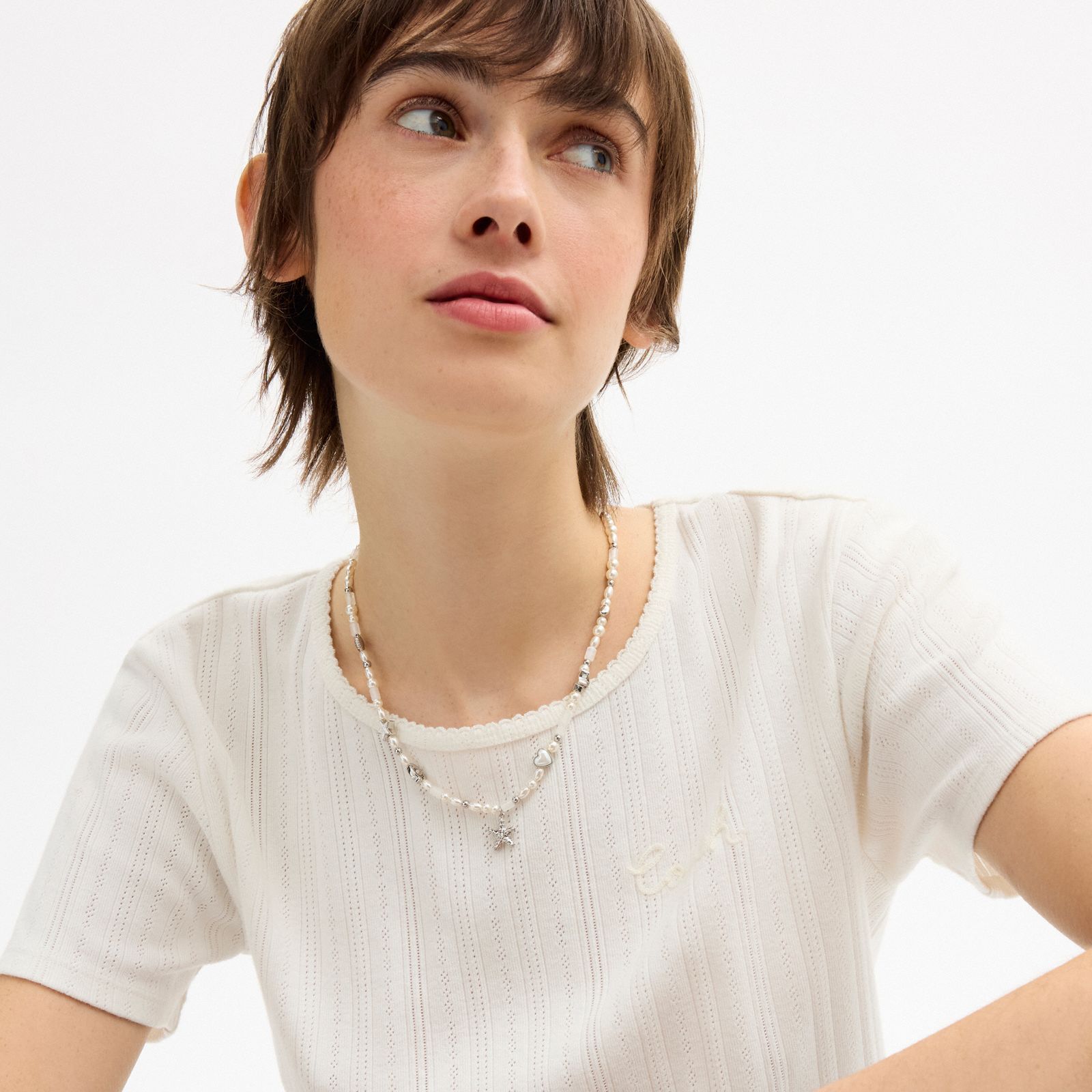 Pearls And Seashell Necklace - Silver/Pearl - view 2