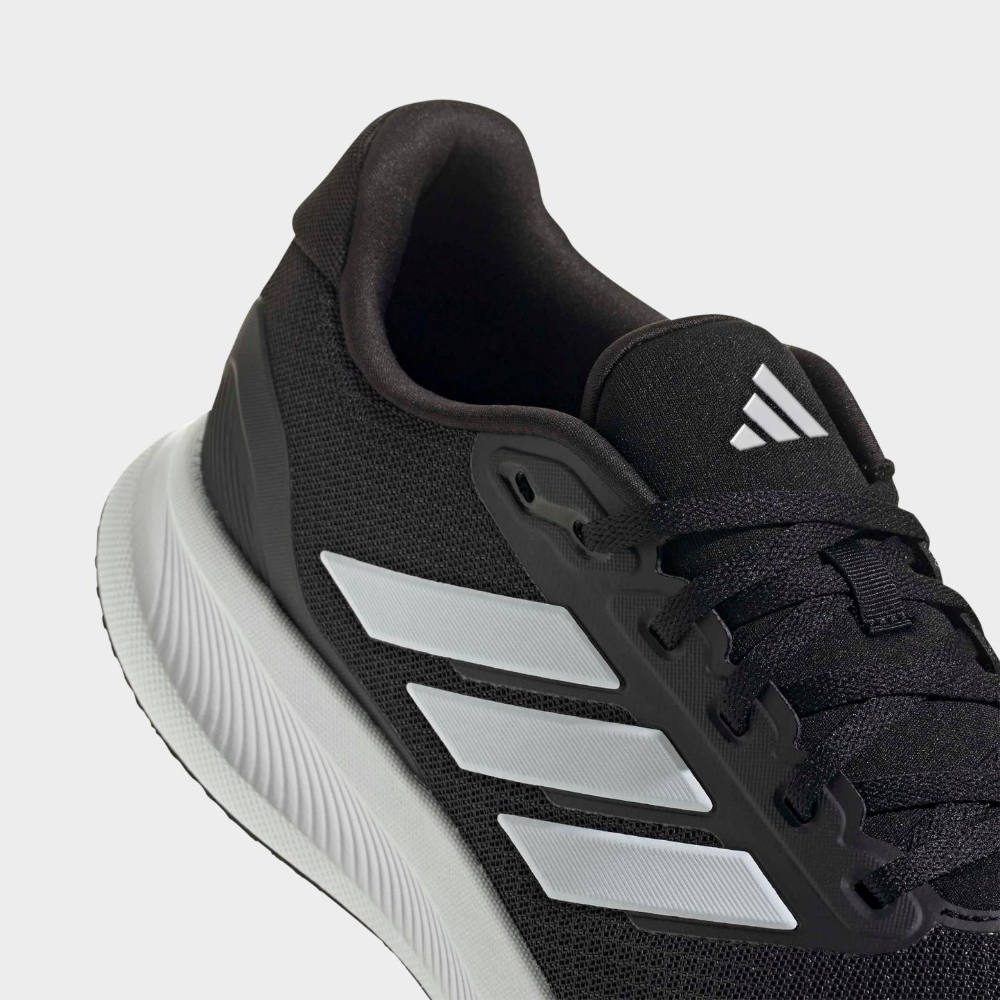 Men's adidas Runfalcon 5 Running Shoes (Wide Width) - Black/Cloud White/Black - Detail shot