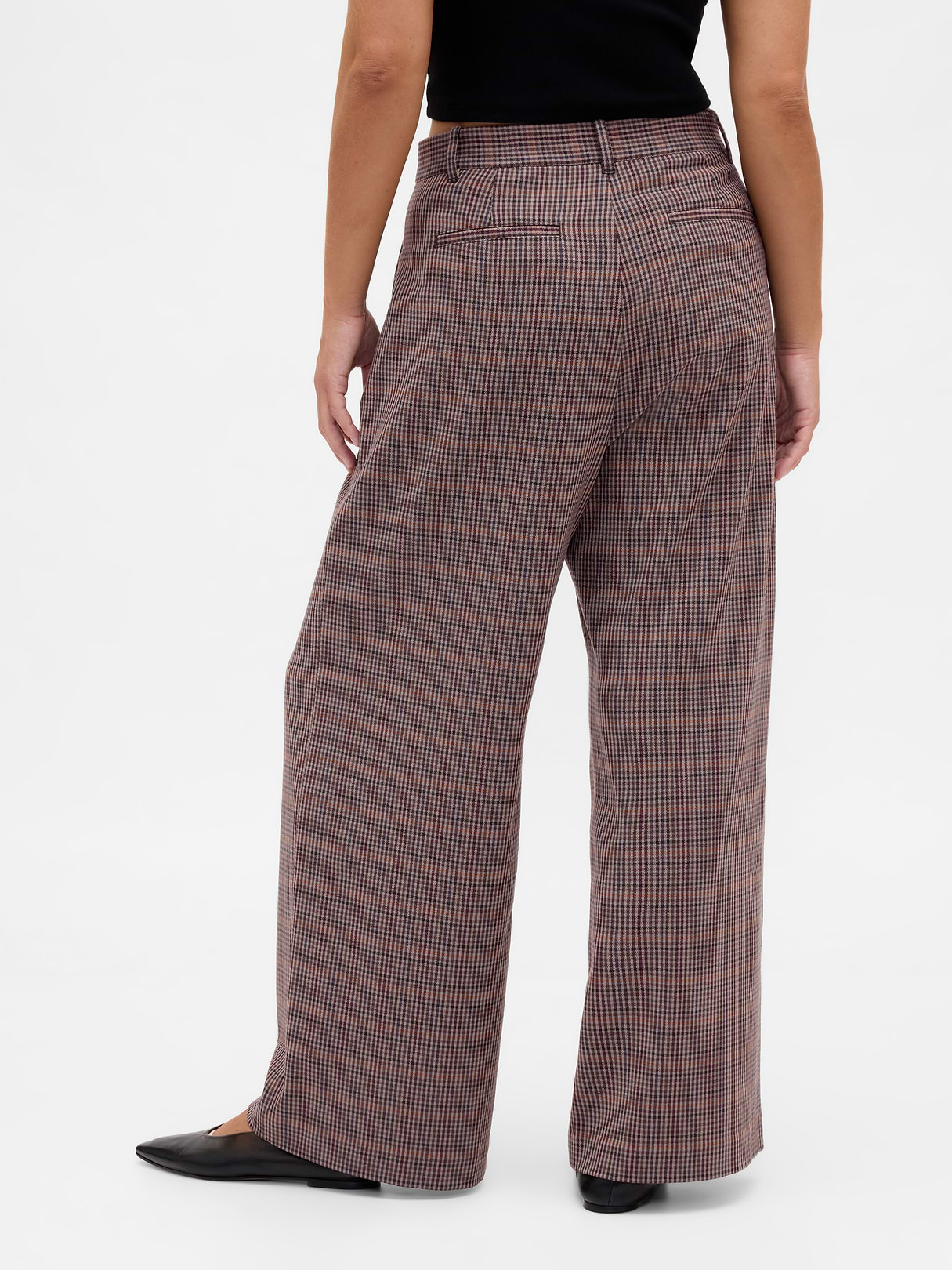 365 High Rise Pleated Trousers - Tonal brown plaid