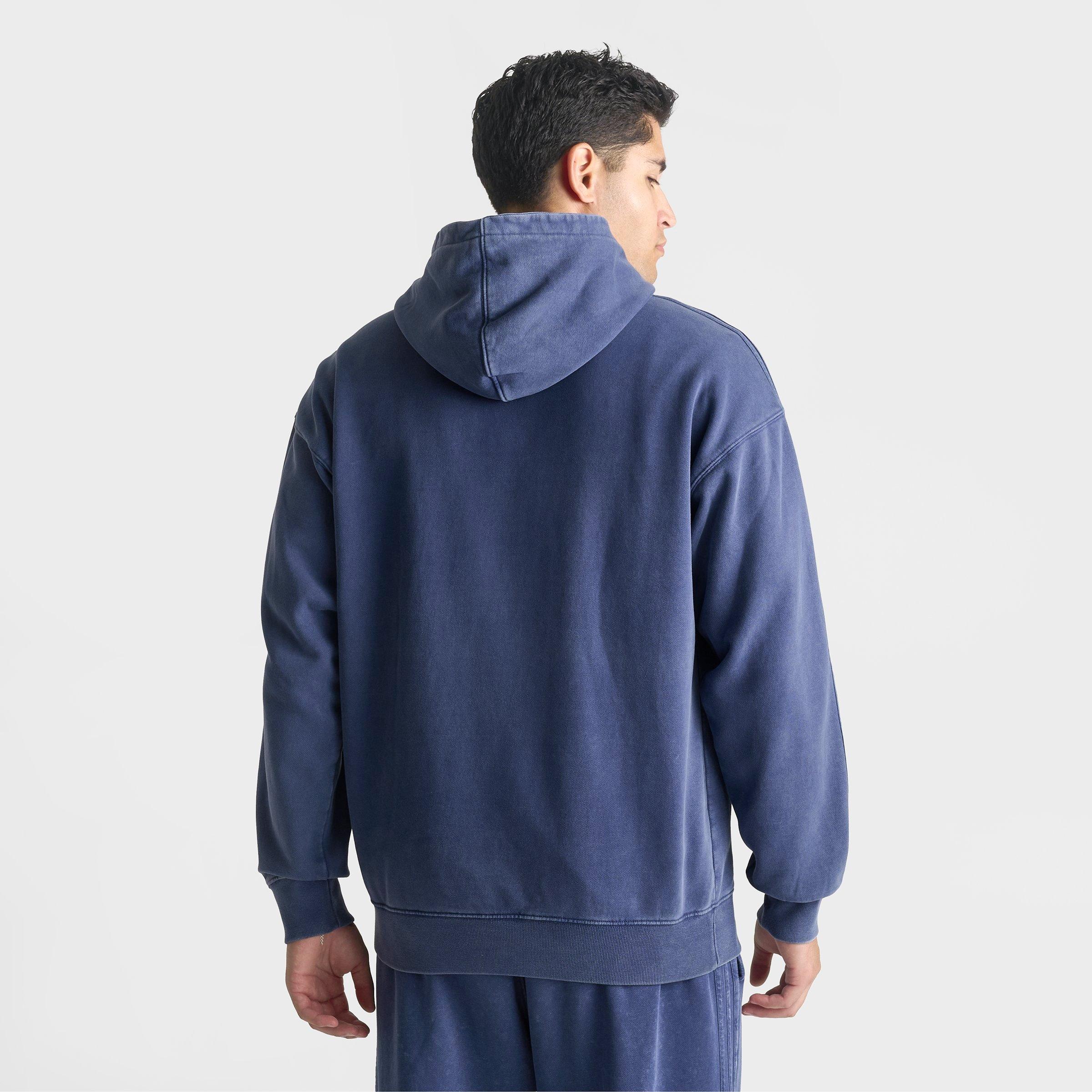 Men's adidas Originals Trefoil Essentials Washed Loose Pullover Hoodie - Dark Blue