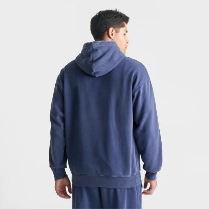 Men's adidas Originals Trefoil Essentials Washed Loose Pullover Hoodie - Dark Blue