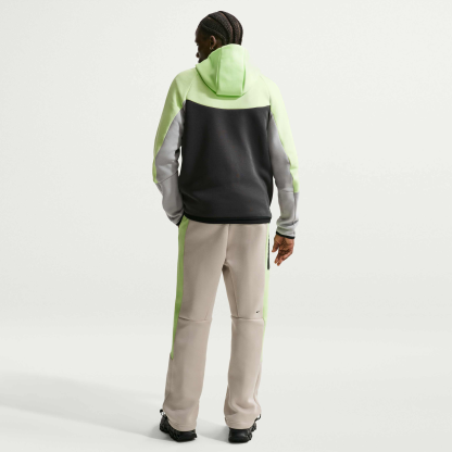 Nike Tech Men's Colour-Block Open-Hem Fleece Trousers - Cream II/Light Liquid Lime/Black