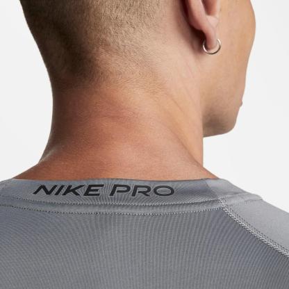 Men's Nike Pro Dri-FIT Tight Short-Sleeve Fitness Top - Smoke Grey/Black