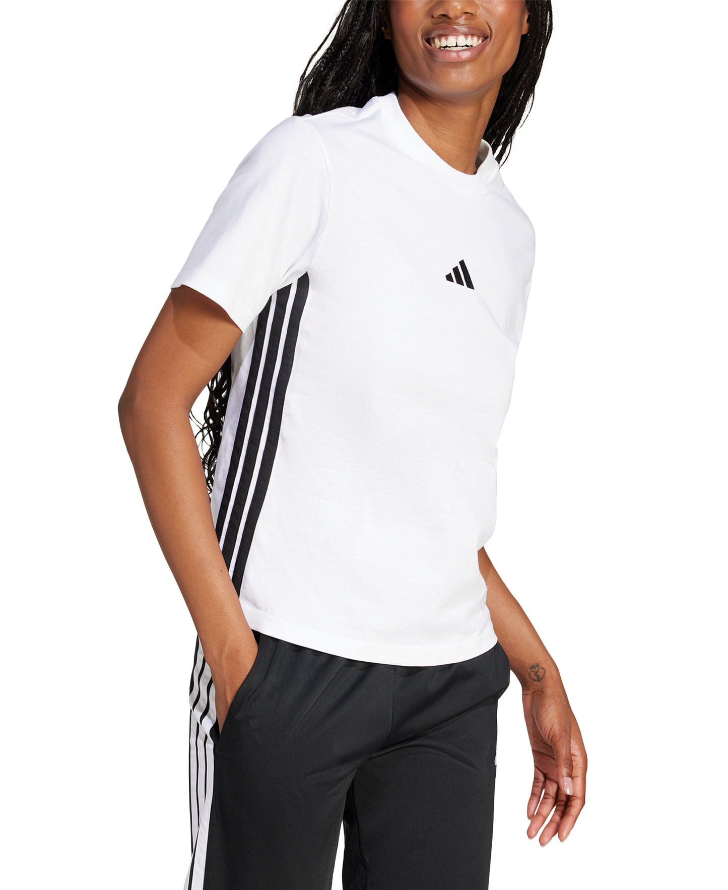 adidas Women's Essentials 3-Stripes Cotton T-Shirt - White/black