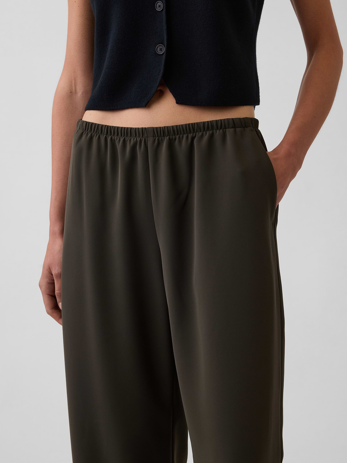 Easy Wide-Leg Pants - Deep woods green
