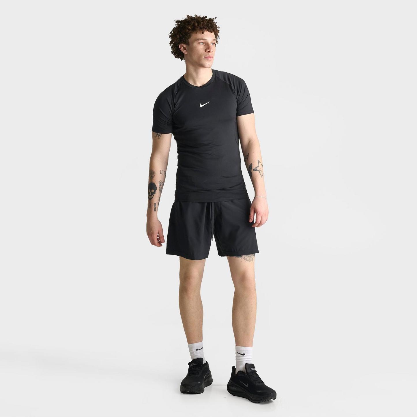 Men's Nike Pro Dri-FIT Tight Short-Sleeve Fitness Top - Black/White