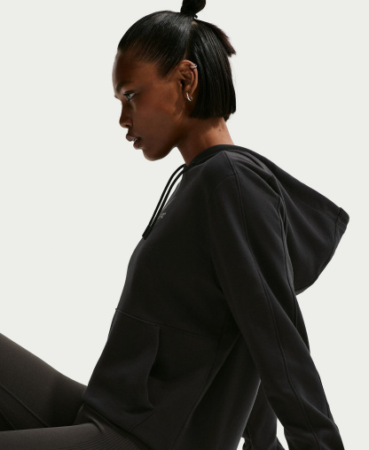 Nike Pro Women's Dri-FIT French Terry Pull-On Hoodie - Black/White