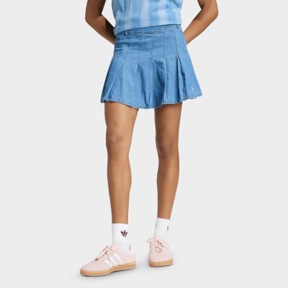 Women's adidas Originals Denim Pleated Skirt - Indigo Denim - view 1