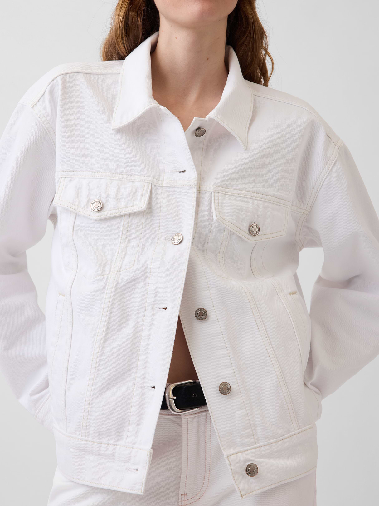 Oversized Icon Denim Jacket - Fresh white
