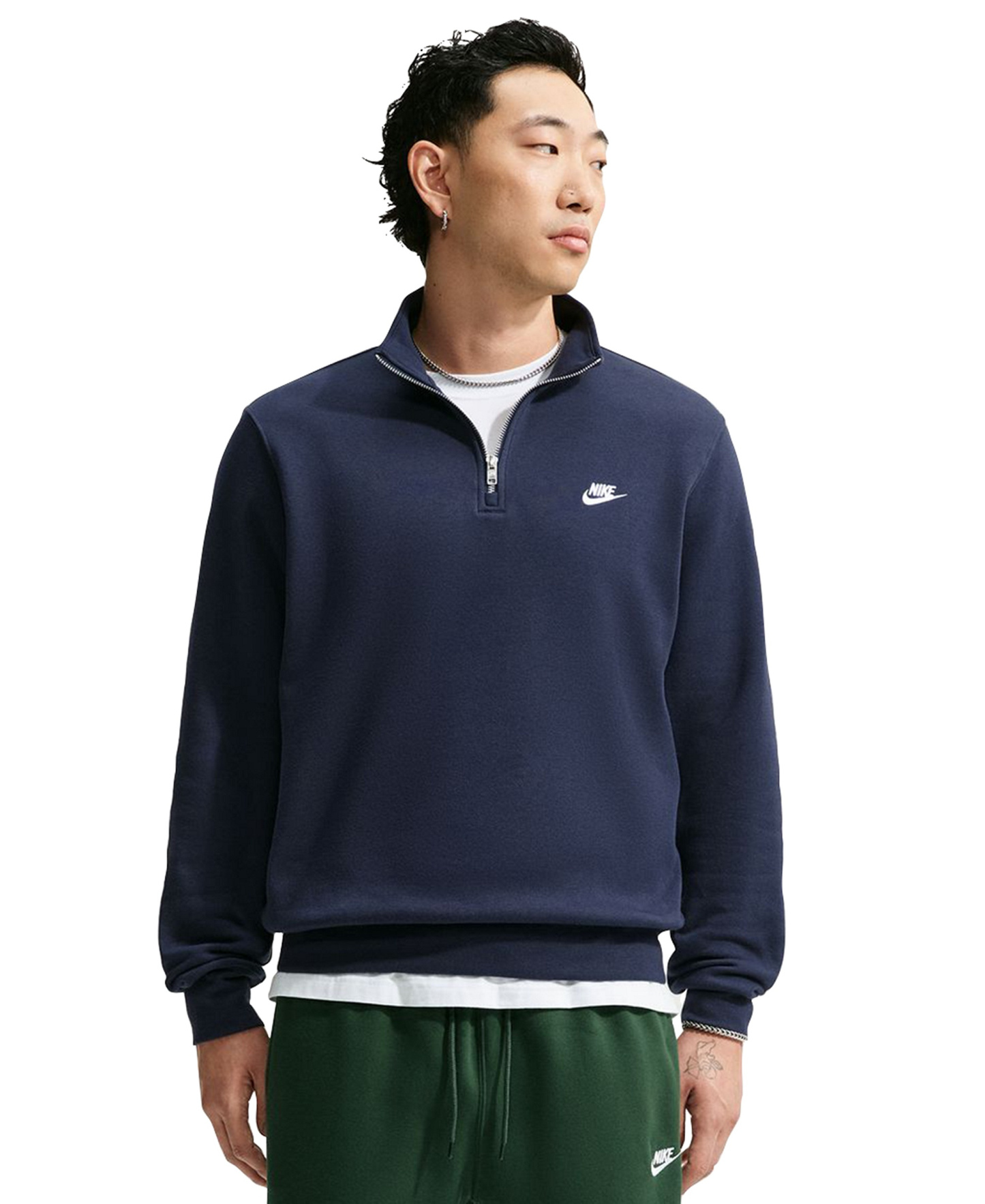 Nike Men's Sportswear Club Half-Zip Fleece Sweatshirt - Obsidian/White