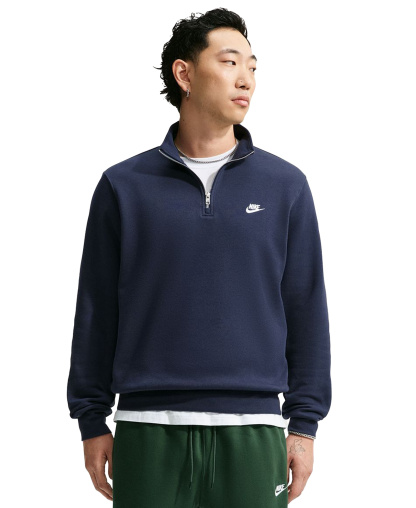 Nike Men's Sportswear Club Half-Zip Fleece Sweatshirt - Obsidian/White