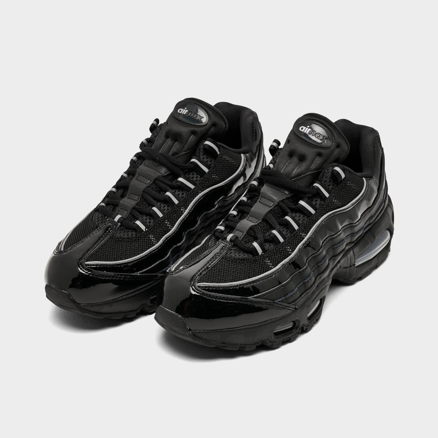 Women's Nithtke Air Max 95 Big Bubble Casual Shoes - Part 2 - Black/Reflect Silver/White/Metallic Silver - Both shoes facing left
