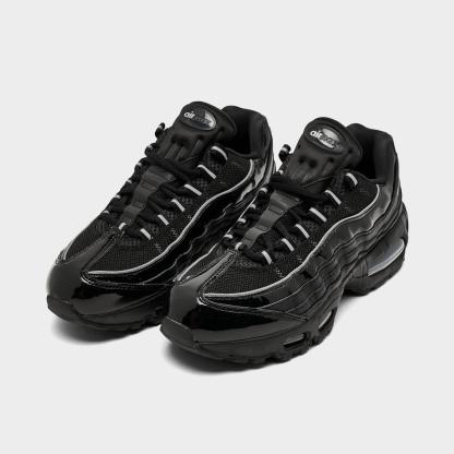 Women's Nithtke Air Max 95 Big Bubble Casual Shoes - Part 2 - Black/Reflect Silver/White/Metallic Silver - Both shoes facing left