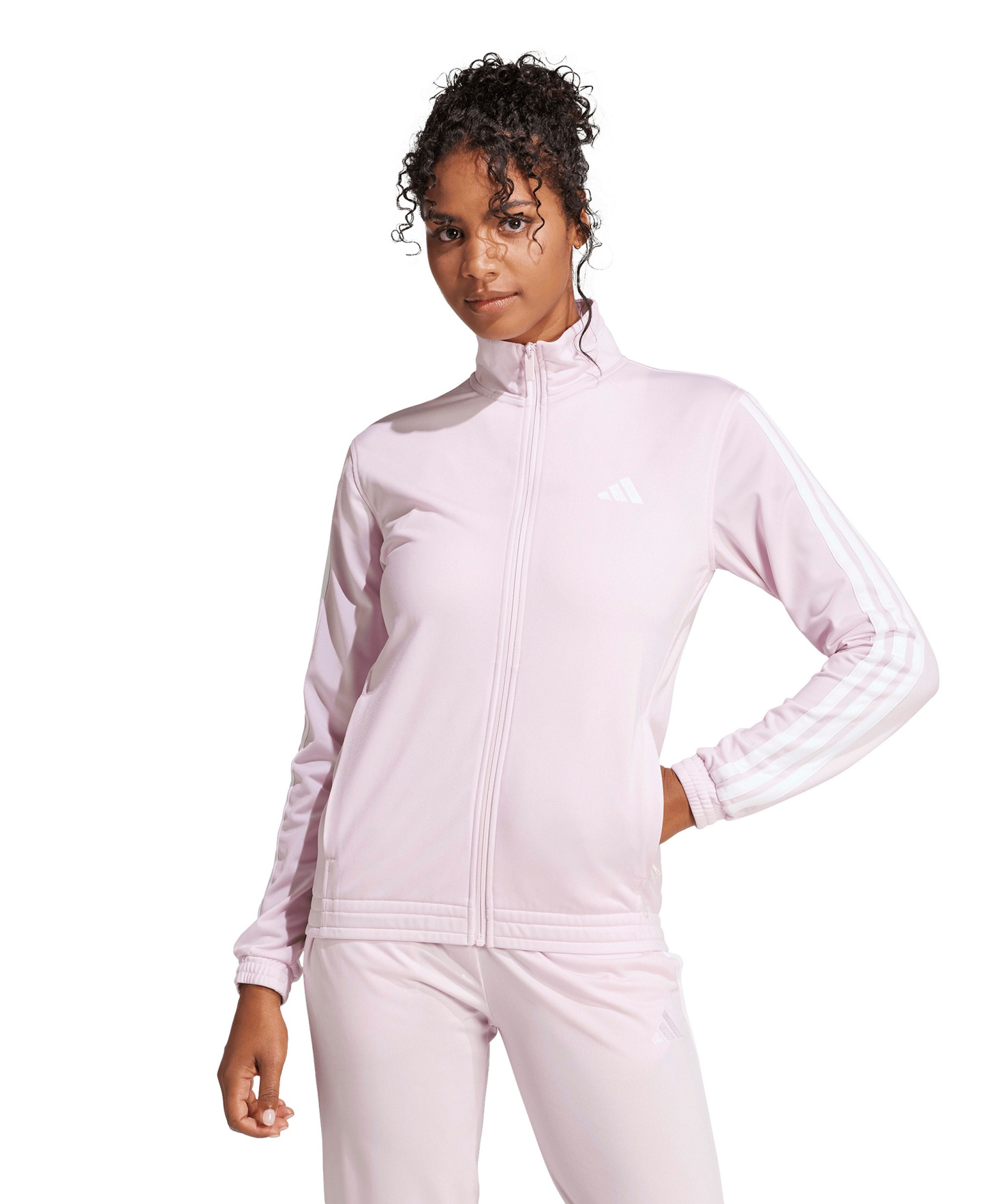 adidas Women's Tricot 3-Stripes Track Jacket - Clear Pink