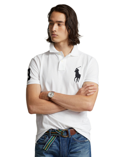 Polo Ralph Lauren Men's Big Pony Custom Slim-Fit Mesh Polo Shirt - White