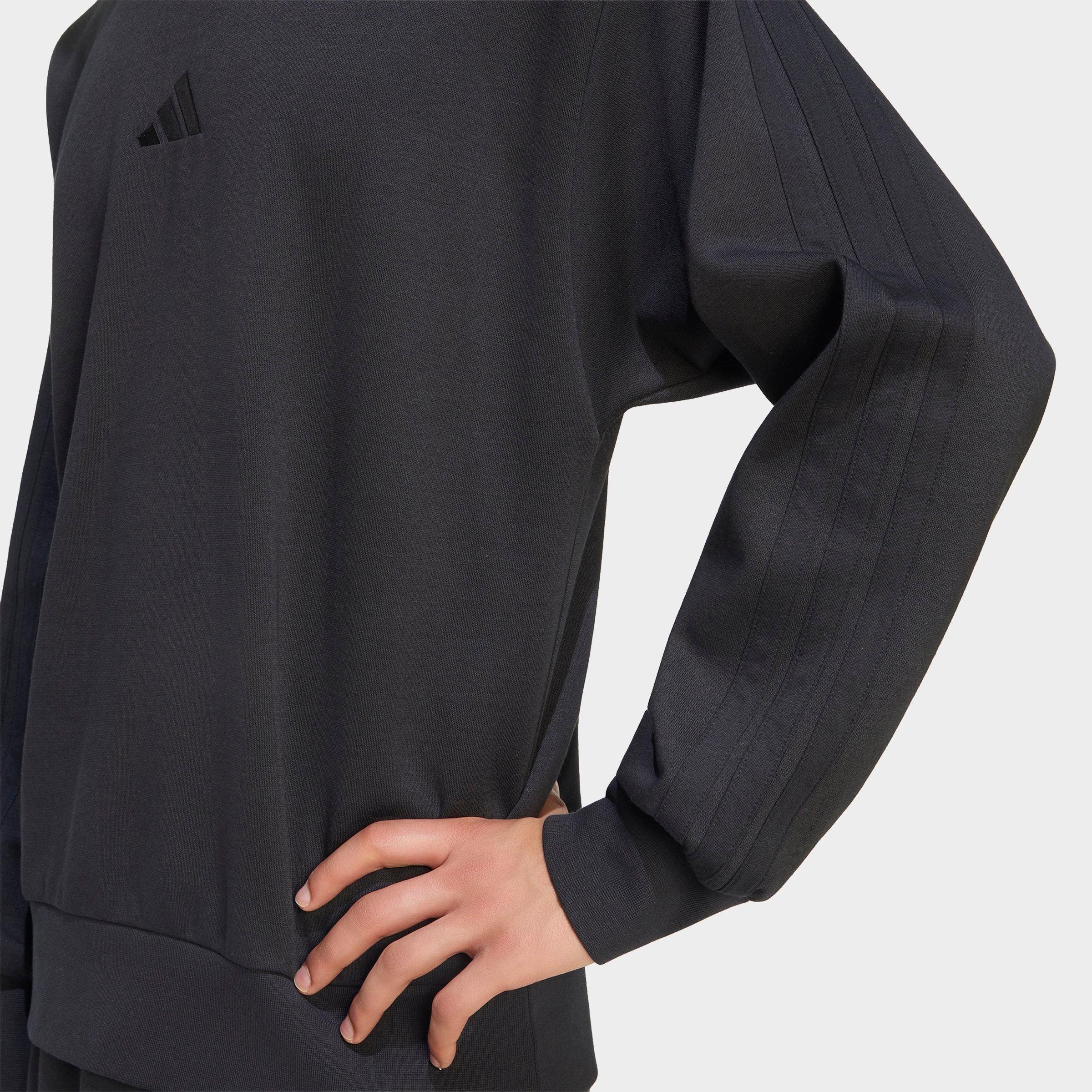 Men's adidas Essentials 3-Stripes Fleece Crewneck Sweatshirt - Black/Black