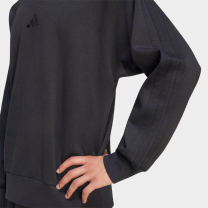 Men's adidas Essentials 3-Stripes Fleece Crewneck Sweatshirt - Black/Black