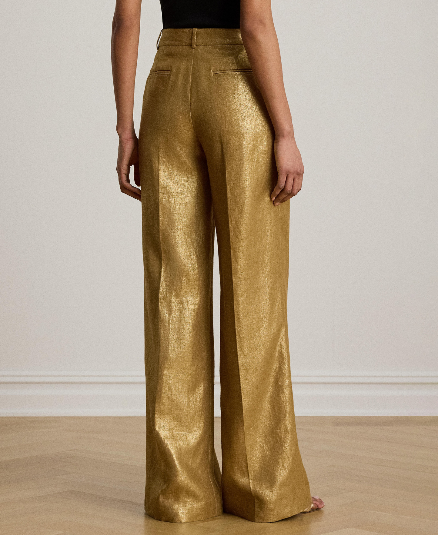 Lauren Ralph Lauren Women's High-Rise Foiled Wide-Leg Pants - Brown/Gold Foil