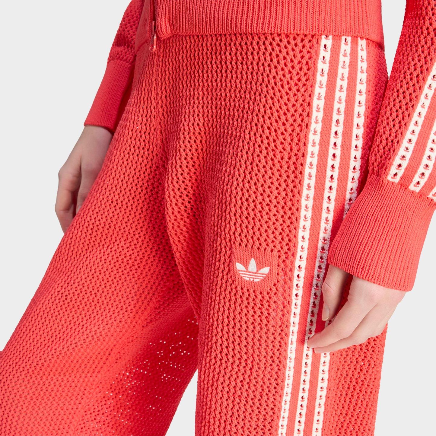 Women's adidas Originals Knitted Crochet Firebird Track Pants - Semi Lucid Red