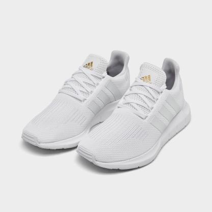 Women's adidas Swift Run 1.0 Casual Shoes - Cloud White/Cloud White/Gold Metallic - Both shoes facing left