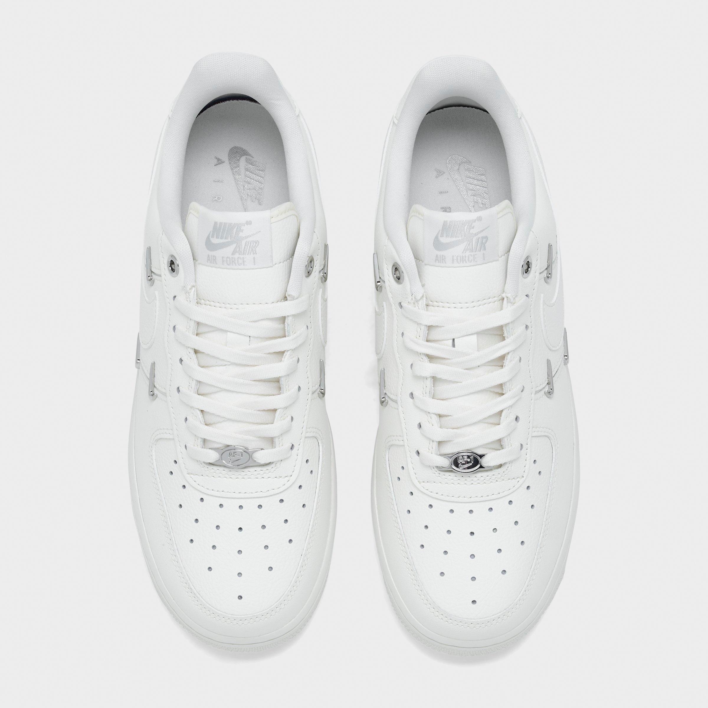Women's Nithtke Air Force 1 '07 LV8 Casual Shoes - Sail/Sail/Sail/Metallic Silver - Top view