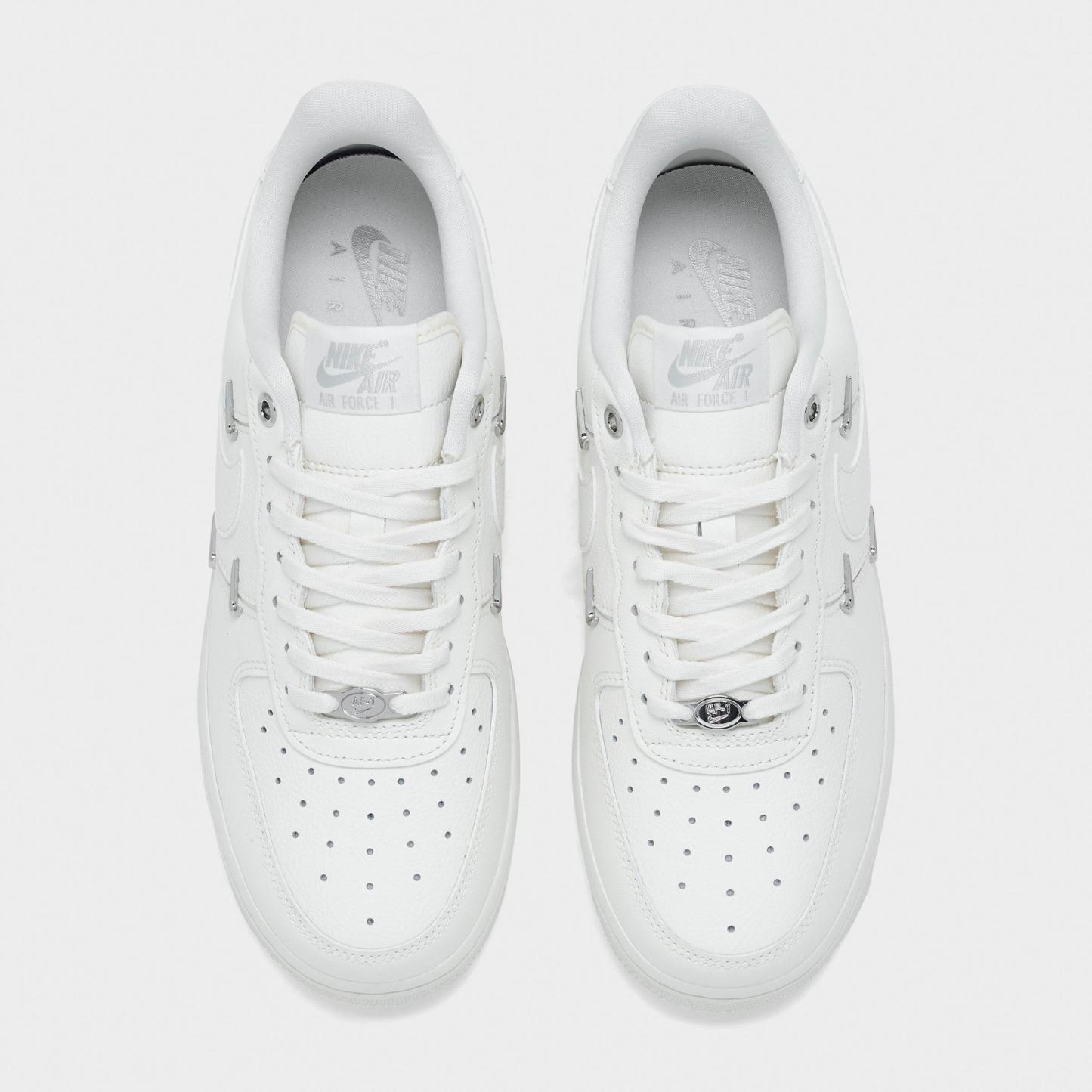 Women's Nithtke Air Force 1 '07 LV8 Casual Shoes - Sail/Sail/Sail/Metallic Silver - Top view