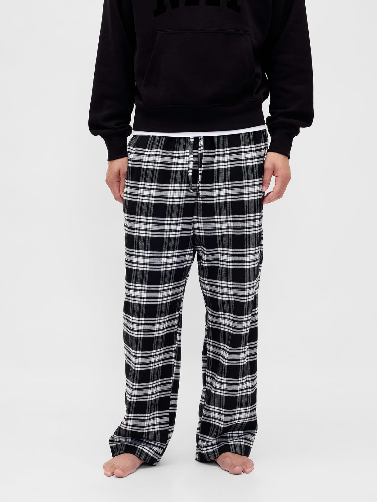 Adult Softest Flannel PJ Pants - Black & white plaid
