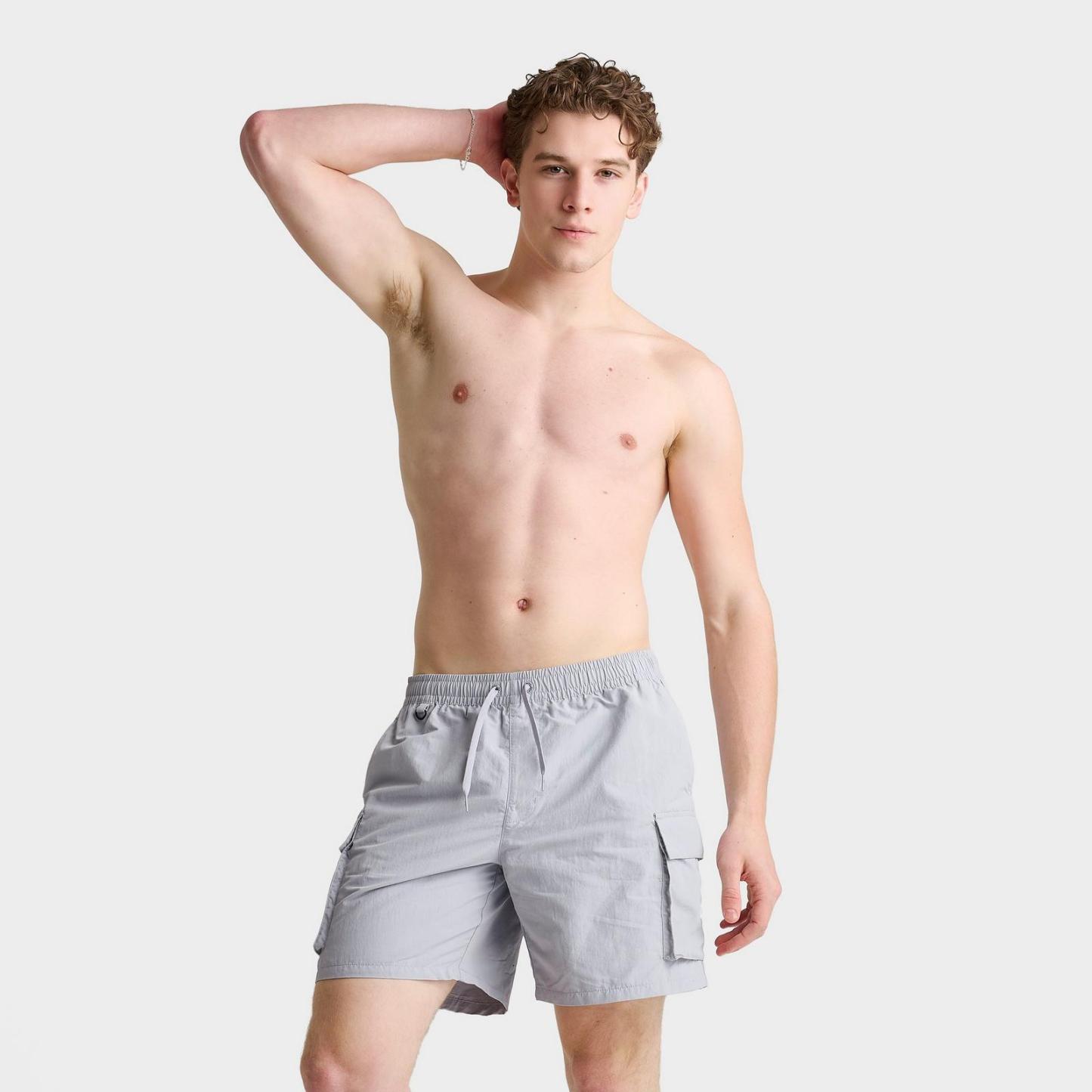 Men's Nike Packable Cargo 7" Swim Shorts - Grey