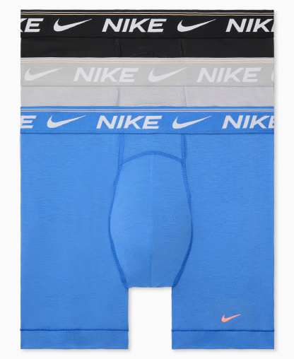 Nike Men's Dri-FIT Ultra Comfort Boxer Briefs, 3-Pack - Wolf Gray/ Blue Crystal/ Black
