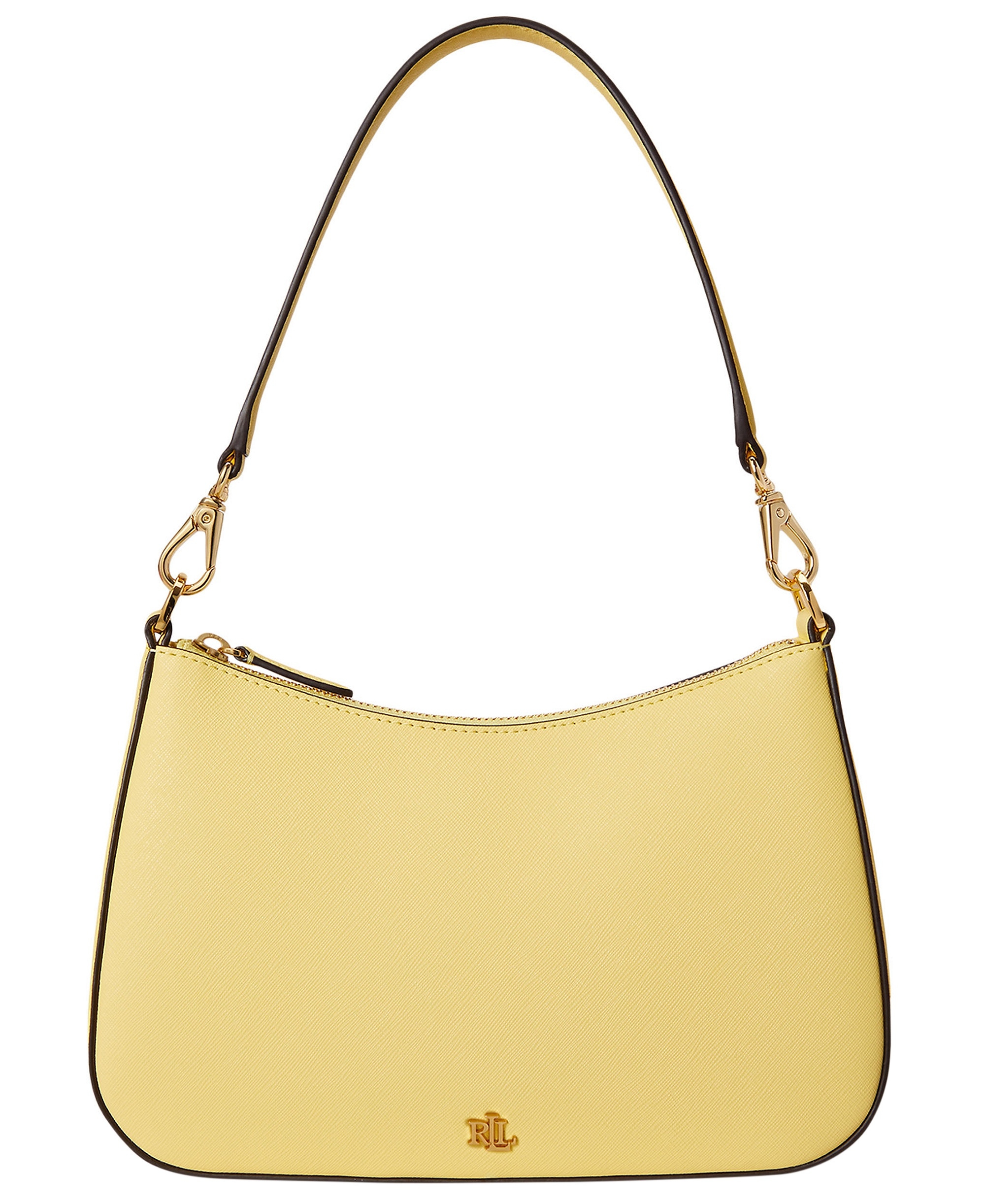 Lauren Ralph Lauren Danni Crosshatch Small Leather Slim Shoulder Handbag - Yellow