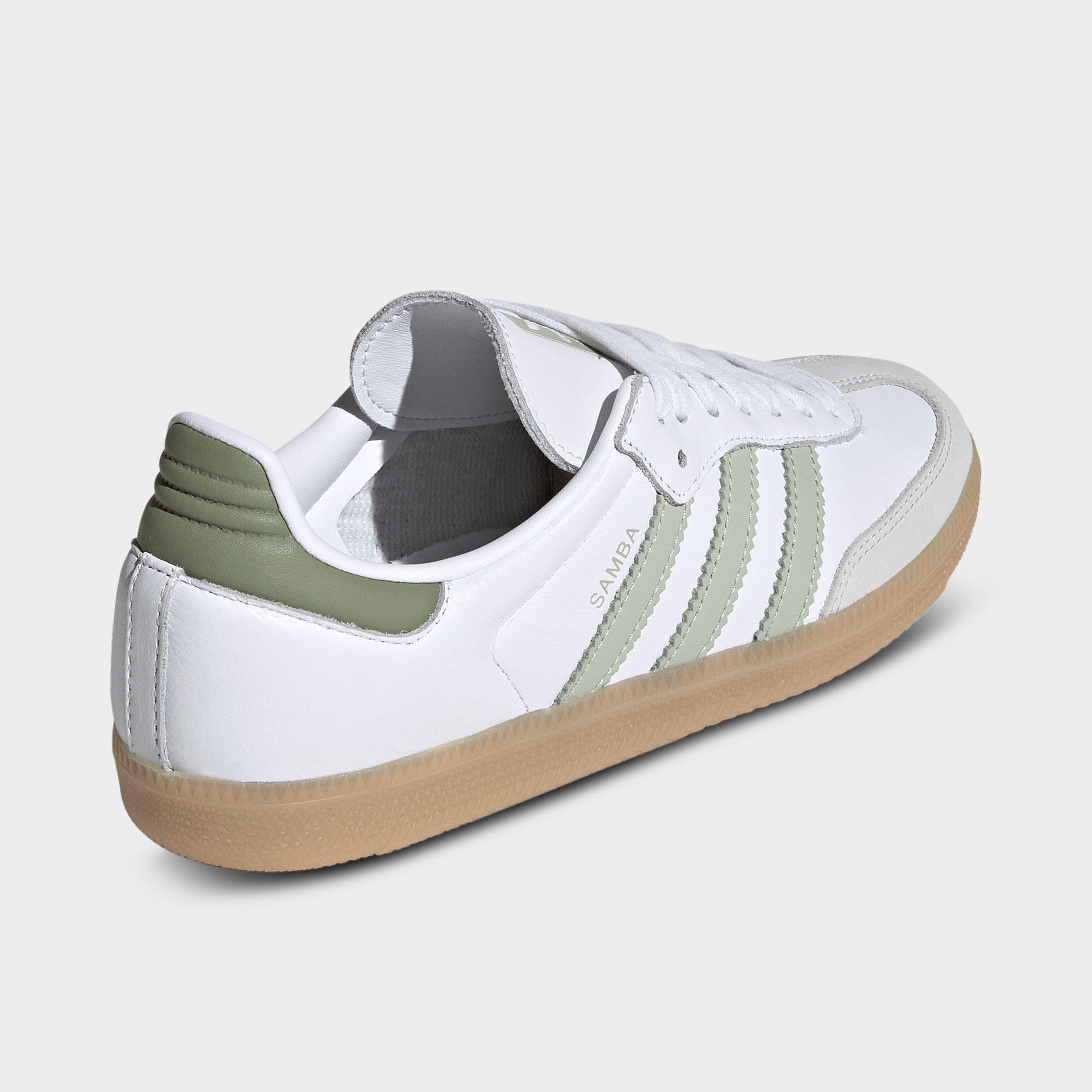Women's adidas Originals Samba OG Casual Shoes - Part 1 - Cloud White/Halo Green/Tent Green - Back view