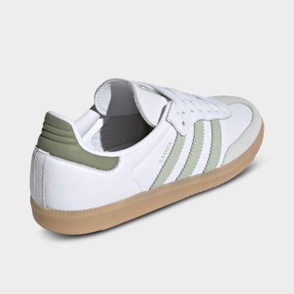 Women's adidas Originals Samba OG Casual Shoes - Part 1 - Cloud White/Halo Green/Tent Green - Back view