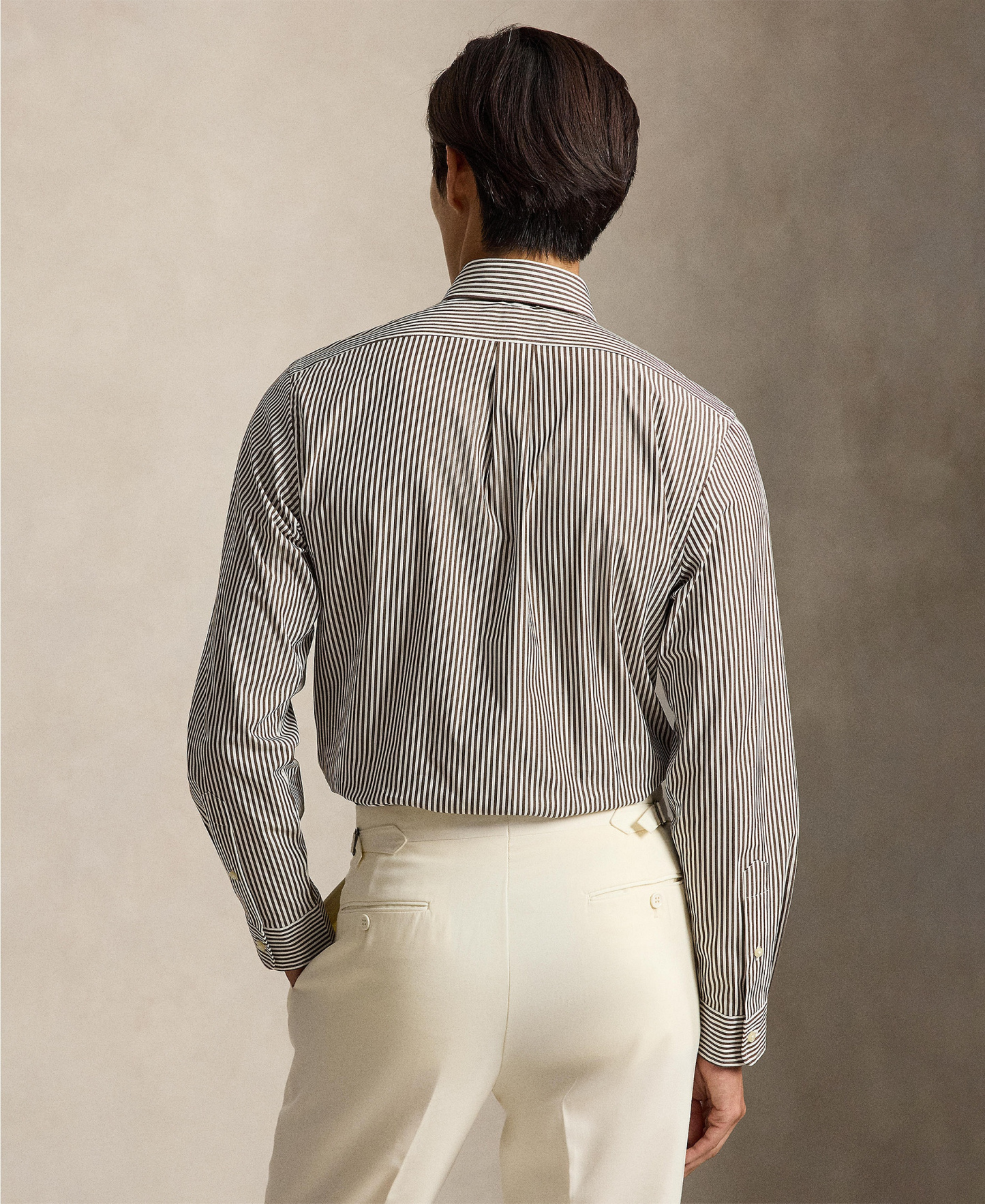 Polo Ralph Lauren Men's Stretch Poplin Shirt - Nutmug Brown White1
