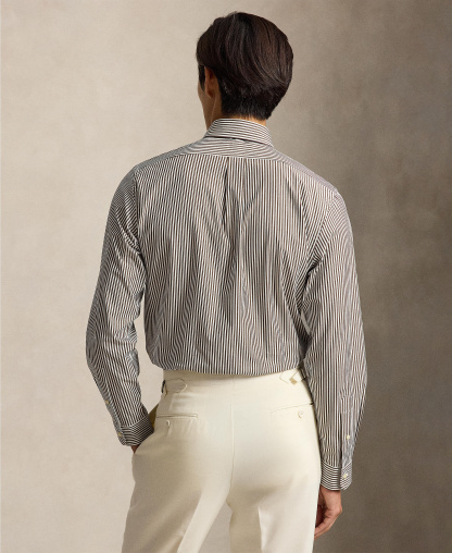 Polo Ralph Lauren Men's Stretch Poplin Shirt - Nutmug Brown White1