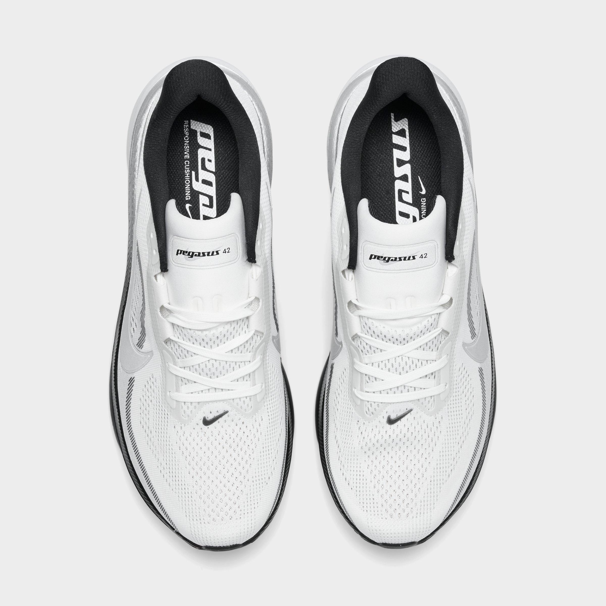 Men's Nithtke Pegasus 42 Running Shoes - Part 1 - Summit White/Photon Dust/Black/Metallic Silver - Top view