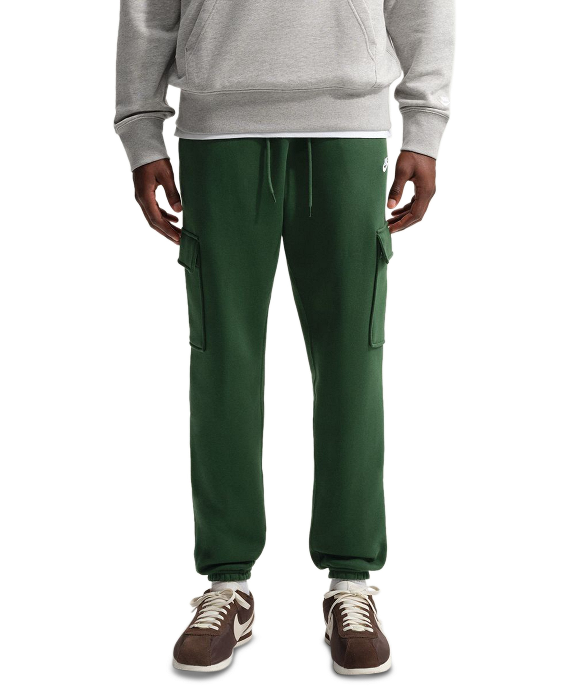 Nike Men's Club Fleece Cargo Regular-Fit Pants - Fir/White