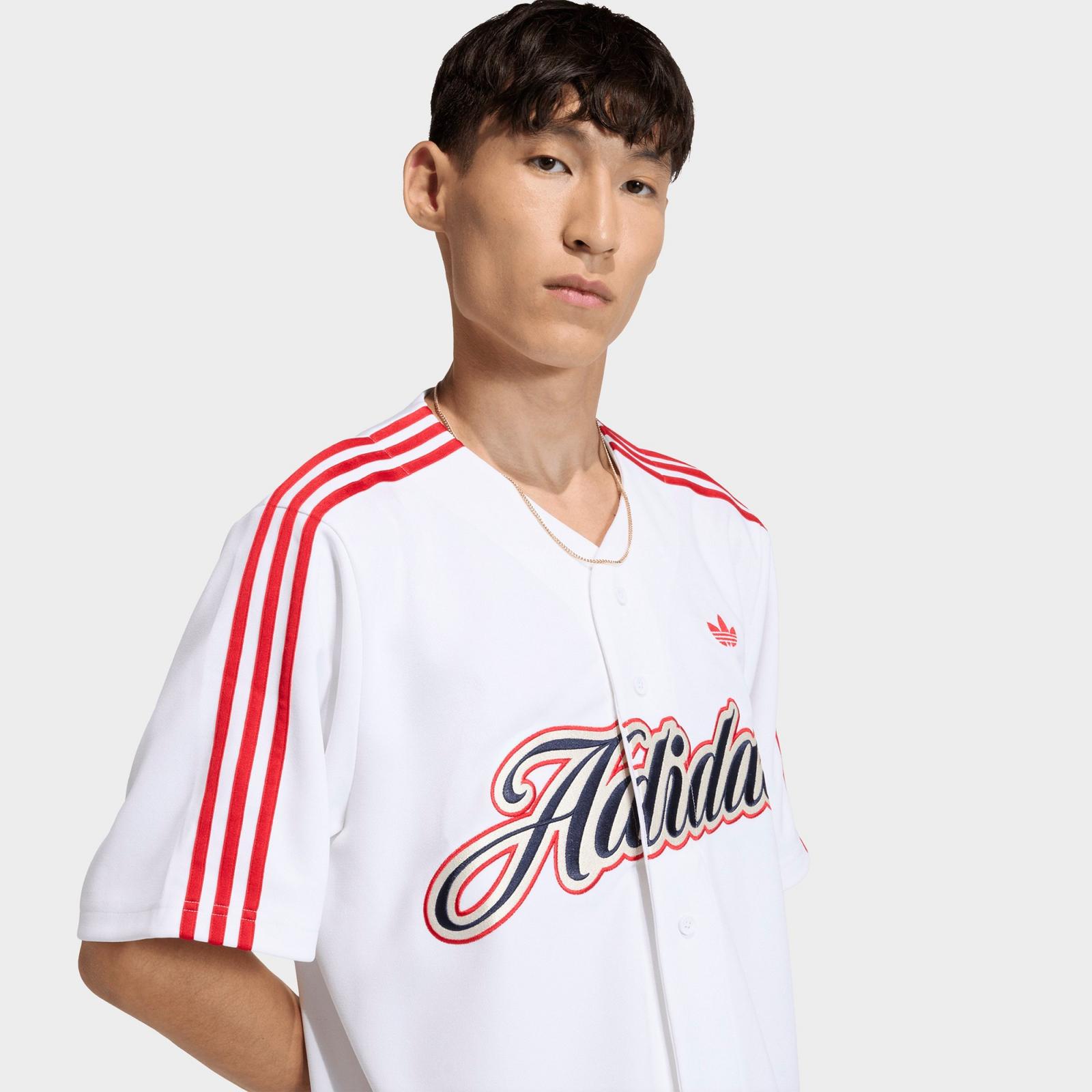 Men's adidas Originals Summer League Varsity Baseball Jersey - White/Better Scarlet - view 5