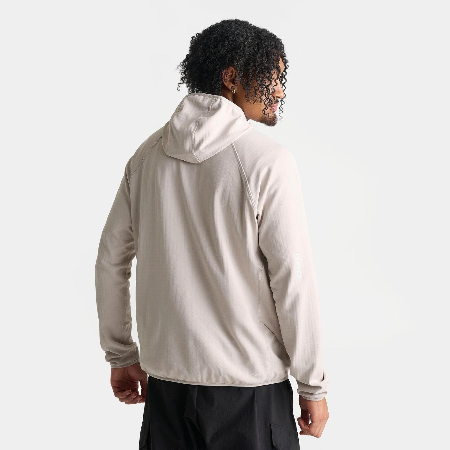 Men's adidas TERREX Xperior Climawarm+ Ventknit Fleece Full-Zip Hooded Jacket - Wonder Alumina