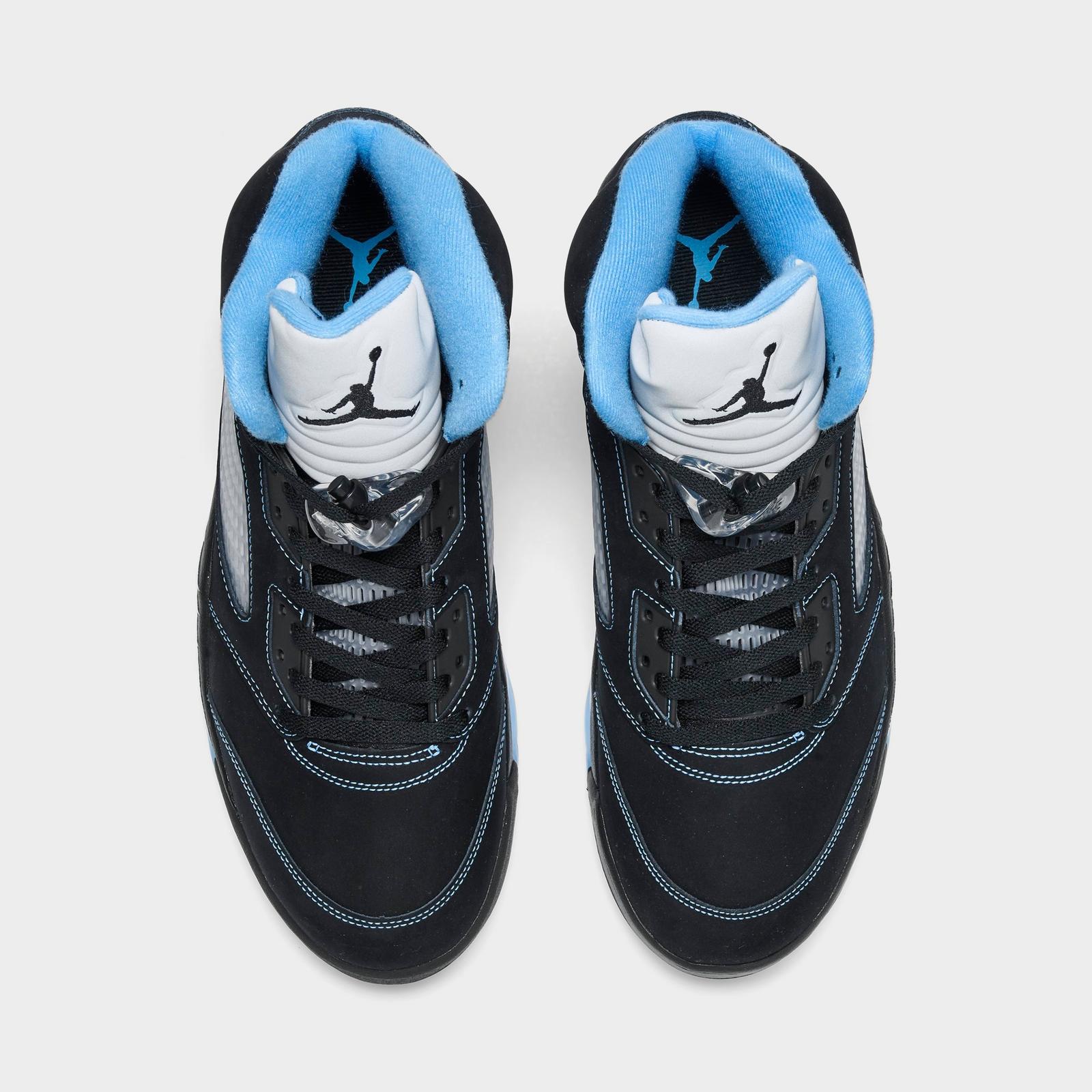 Men's Air Jordan Retro 5 Basketball Shoes - Black/University Blue/White - view 5