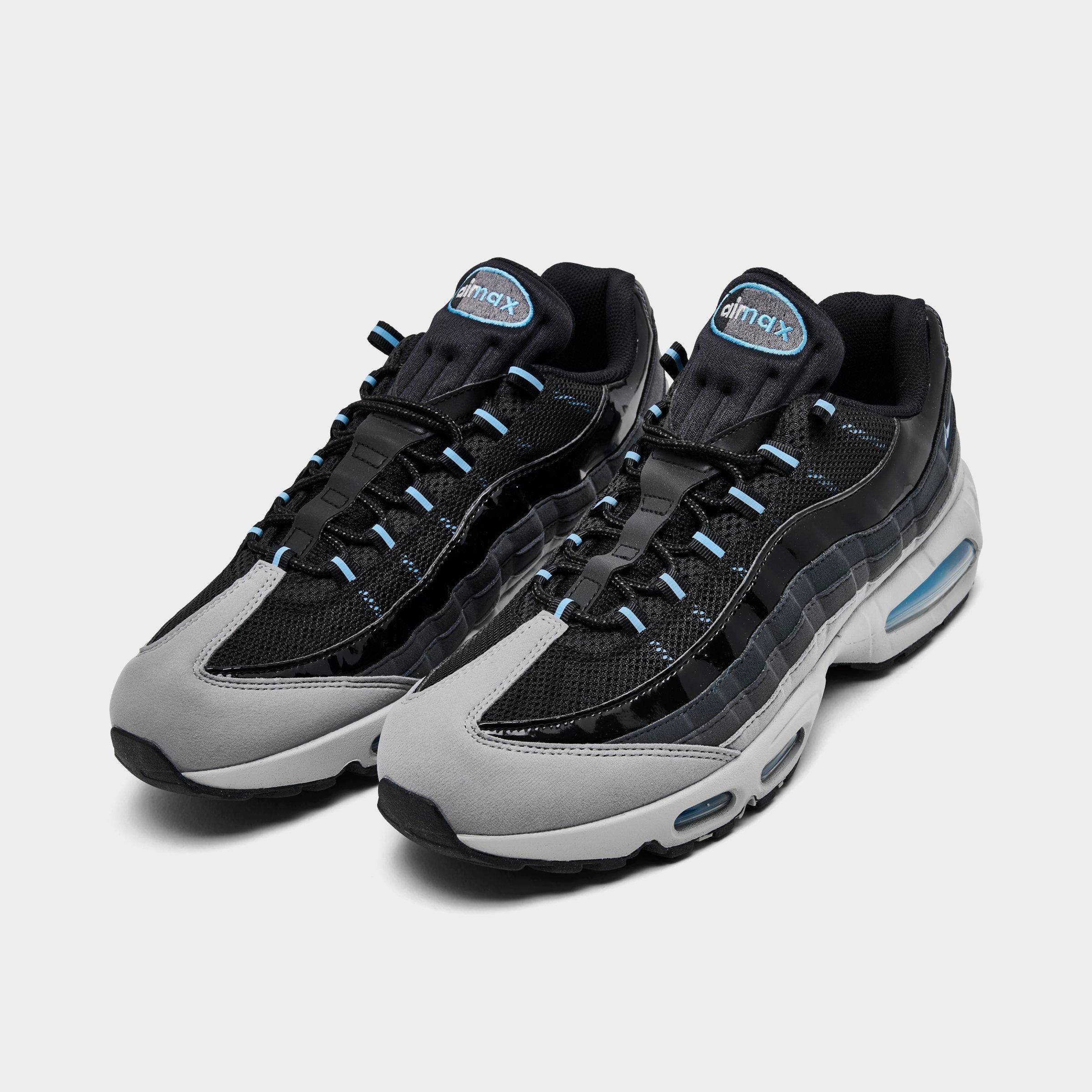 Men's Nithtke Air Max 95 Big Bubble Scorpion Casual Shoes - Part 1 - Black/Grey Fog/Anthracite/Football Blue - Both shoes facing left