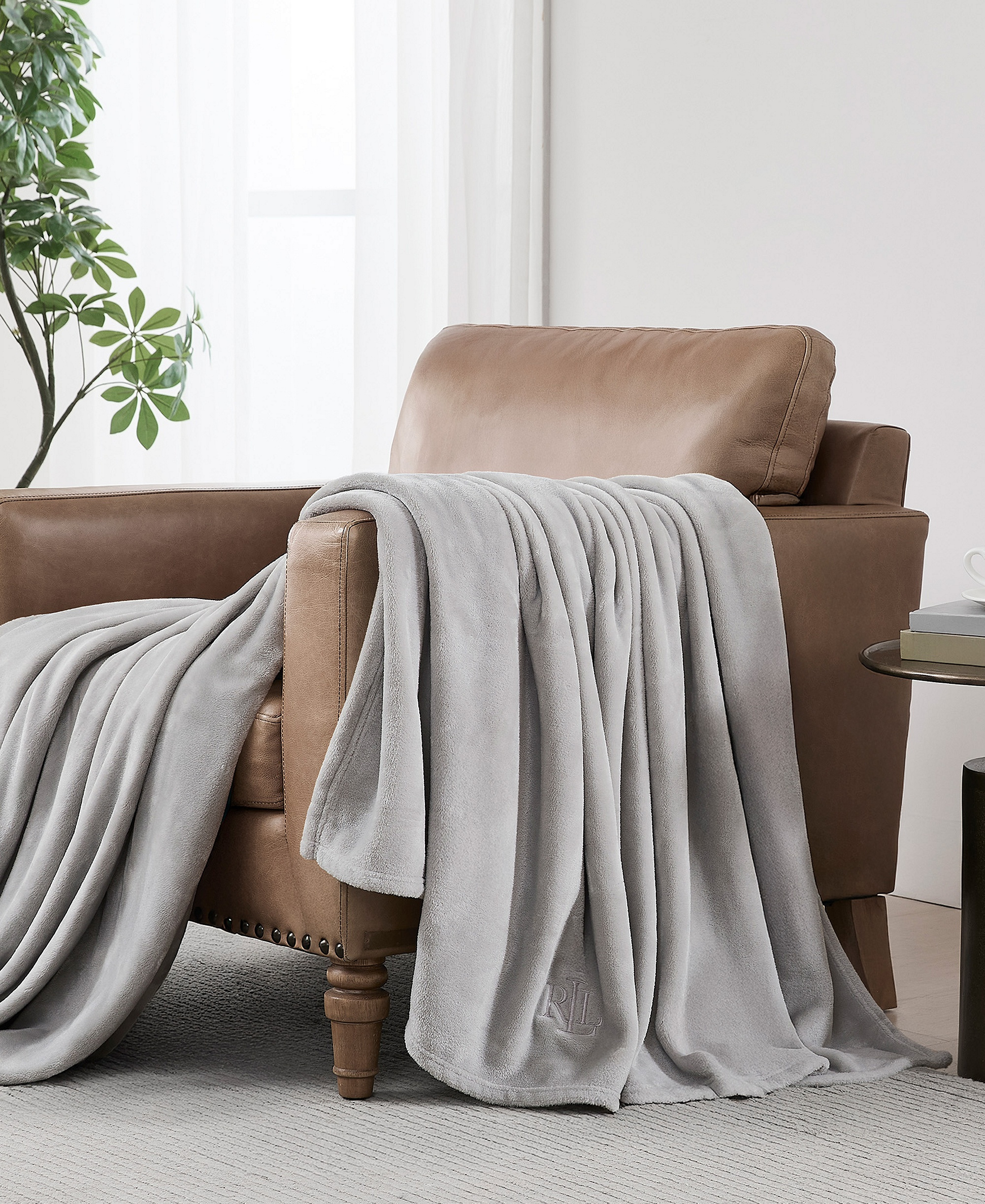 Lauren Ralph Lauren Micromink Plush Blanket, Twin - Grey