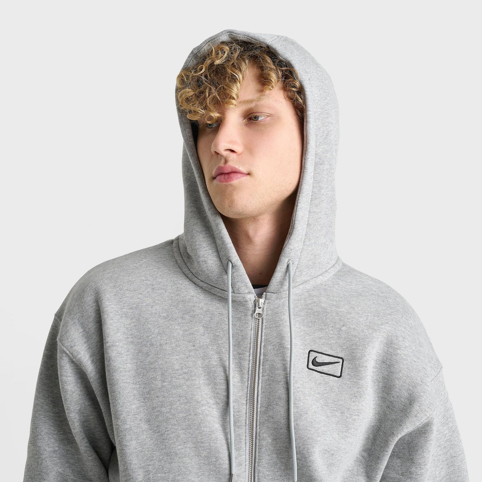 Men's Nike Sportswear Swoosh Box Full-Zip Hoodie - Dark Grey Heather