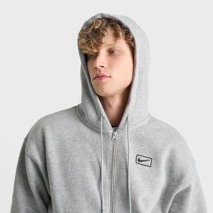 Men's Nike Sportswear Swoosh Box Full-Zip Hoodie - Dark Grey Heather