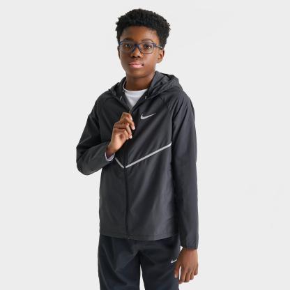 Big Kids' Nithtke Miler Full-Zip Training Jacket - Black/Reflective Silver (IO3389-010)